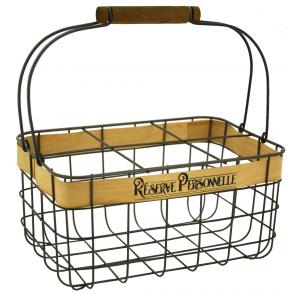 Photo PBO1953 : Metal and wood bottle basket Réserve Personnelle