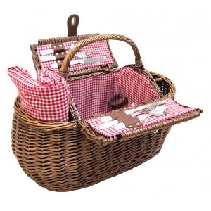 Photo PPI1280C : Natural willow picnic basket Vichy