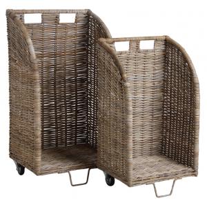 Photo PRO191S : Grey pulut rattan log trolleys