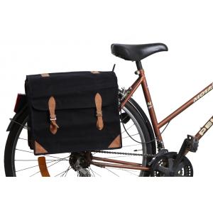 Photo PVE1182 : Sacoche à vélo en coton et cuir Noire