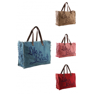 Photo SFA3070C : Sac en coton décor  Life is a beach