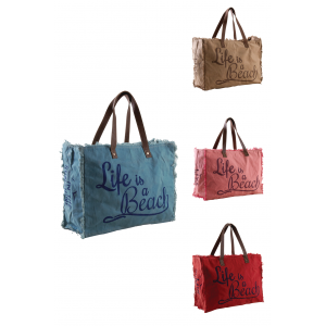 Photo SFA3070C : Sac en coton décor  Life is a beach 