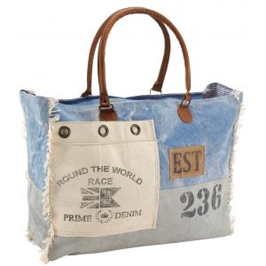 Photo SFA3340C : Cotton and leather bag World