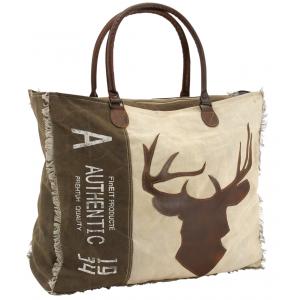 Photo SFA3380C : Cotton and leather bag Deer