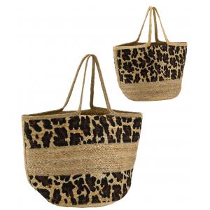 Photo SFA3660 : Natural and stained jute beach bag Leopard