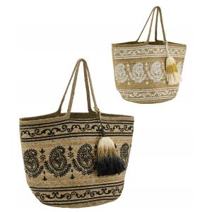 Photo SFA3680 : Natural and stained jute handbag Indie