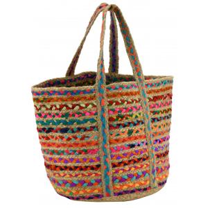 Photo SFA3750 : Sac en jute naturelle et coton multicolore