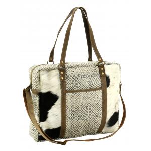 Photo SFA3760C : Sac besace en coton et peau de vache