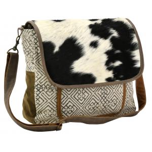 Photo SFA3790C : Cotton and cow skin satchel