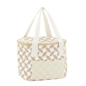 Photo SFA3981 : Petit sac lunch isotherme en jute - Feuilles