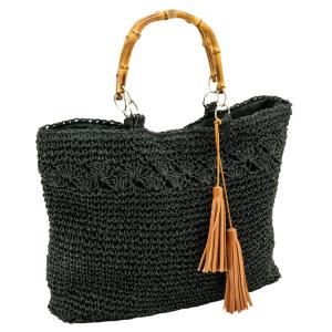 Photo SFA4210 : Black woven paper rope bag