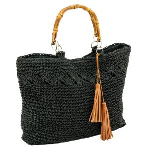 Photo SFA4210C : Black woven paper rope bag