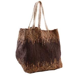 Photo SMA3930C : Sac de rangement en jute et cuir