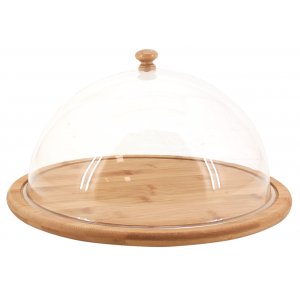 Photo TCL1380 : Plateau rond en bambou avec cloche