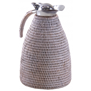 Photo TDI2550 : White washed rattan flask