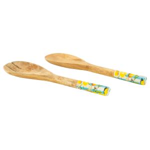 Photo TDI378S : Paire de couverts en manguier et résine - Citron