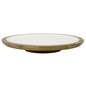 Photo TPL3350 : Round mango and white enamel tray