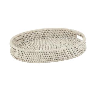 Photo TPL3560 : Oval white washed rattan tray