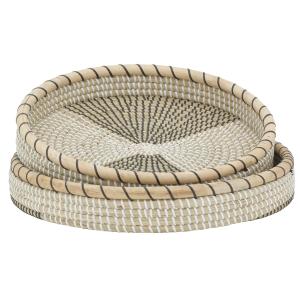 Photo TPL362S : Rattan and rush trays (set of 2)