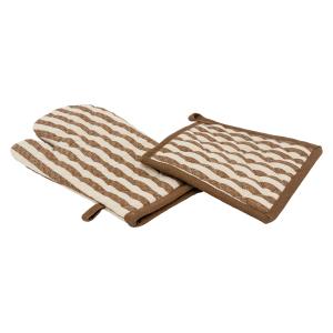 Photo TTX221S : Set of oven mitt and pot holder made of cotton
