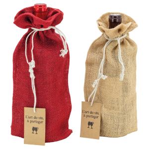 Photo VBO205S : Lot de 12 sacs à bouteille en jute
