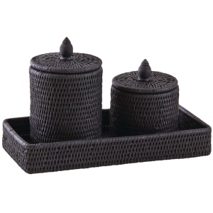 Photo VBT313S : Set lacquered rattan bath tray and bath containers