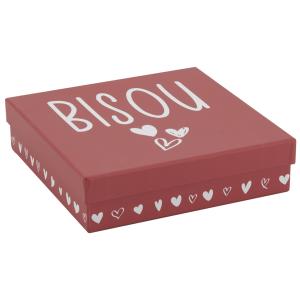 Photo VBT3490 : Red cardboard box - Bisou and hearts design