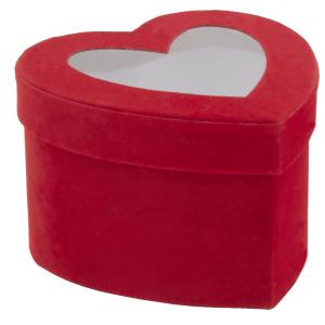 Photo VBT3552 : Boîte coeur en carton et velours rouge