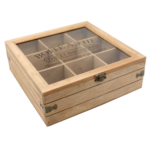 Photo VCP1250V : Wooden and glass tea box, 9 compartments, Moments de bonheur et de gourmandise 