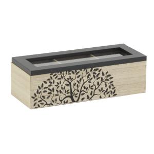 Photo VCP1280V : Wooden the box 3 compartments - Tree design