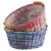 Photo CCO8900P : Round multicolored stained rattan basket