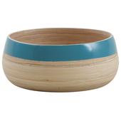 Photo CCO904S : Round natural and turquoise laquered bamboo baskets