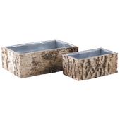 Photo CCO933S : Rectangular metal planter with bleached birch