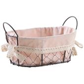 Photo CDA5790C : Oval wire basket with light pink lining