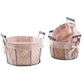 Photo CDA580SC : Rond metal wire basket with light pink lining