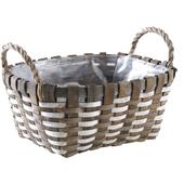 Photo CDA5860P : Oval whitewashed paper rope and wooden basket