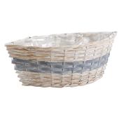 Photo CFL1730P : Boat shape basket in whitewashed half willow and grey wood