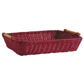 Photo CMA4160 : Rectangular red stained rattan basket