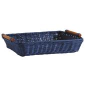 Photo CMA4170 : Rectangular blue stained rattan basket