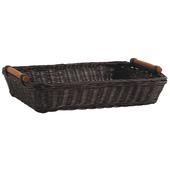 Photo CMA4180 : Rectangular brown stained rattan basket