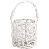 Photo DBO1650V : White lacquered willow lantern