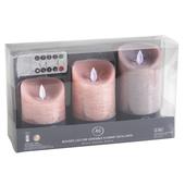 Photo DBO257S : Coffret 3 bougies à LED parfumées fleur de coton avec télécommande