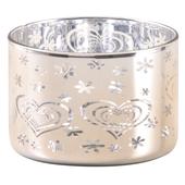 Photo DBO3130V : Gold colored glass candle holder with hearts