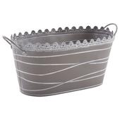 Photo GCO3010 : Oval taupe grey lacquered metal basket