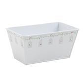 Photo GCO3040 : White lacquered metal rectangular basket