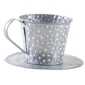 Photo GCO3460 : Tasse en métal avec pois blancs