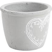 Photo JCP3252V : Cement pot holder with white heart design