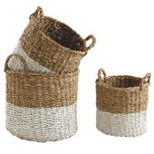 Photo JCP364S : Natural and white seagrass pot covers