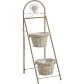 Photo JVA1450P : Metal heart ladder with 2 split willow baskets