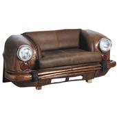 Photo MCA1400V : Copper-colored metal and leather car sofa
